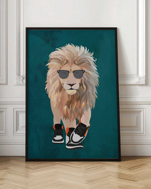 Tablou înramat „Lion prowling in high top sneakers” de Sarah Manovski