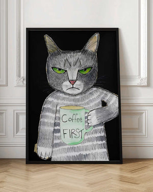 Tablou înramat „Coffee Cat” de Sharyn Bursic