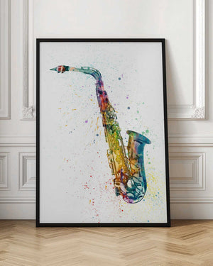 Tablou înramat „Saxophone Abstract Watercolor” de Michael Tompsett