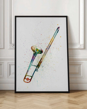 Tablou înramat „Trombone Abstract Watercolor” de Michael Tompsett