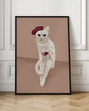 Tablou înramat „Classy Wine Cat” de Tara Royle