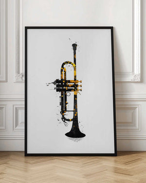 Tablou înramat „Black and Gold Music Art Trumpet” de Justyna Jaszke