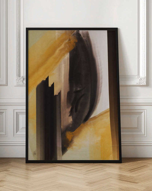 Tablou înramat „Dynamic Brushstrokes In Earthy Tones Of Black” de Little Dean