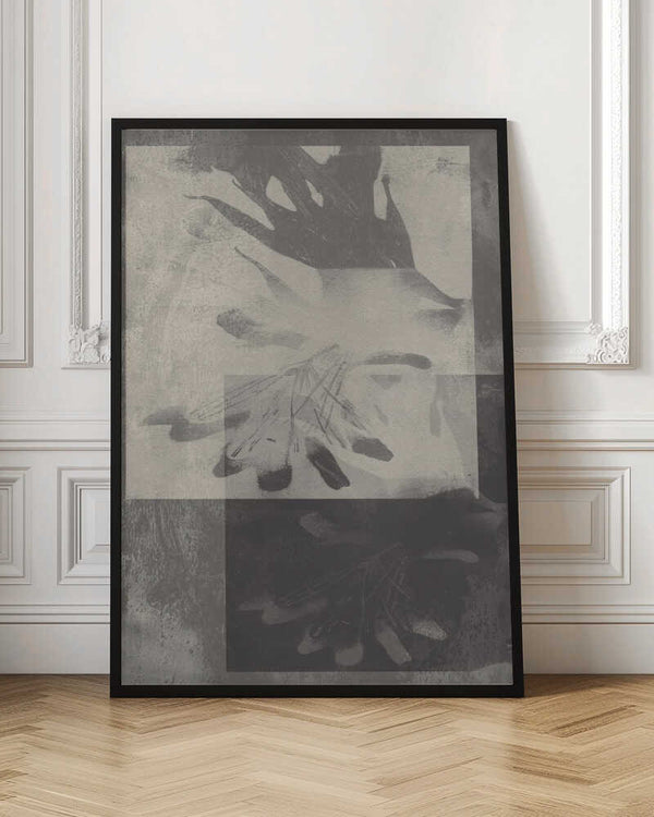 Tablou înramat „Whispering Leaves – Abstract Pattern in Taupe and White” de Dina Dankers