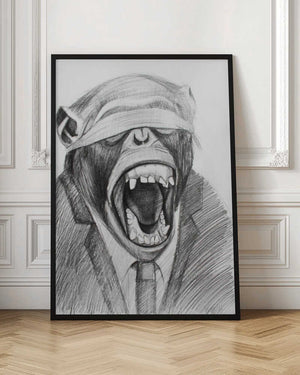 Tablou înramat „Monkey In A Suited Attire With A Blindfold” de Violeta Vollmer