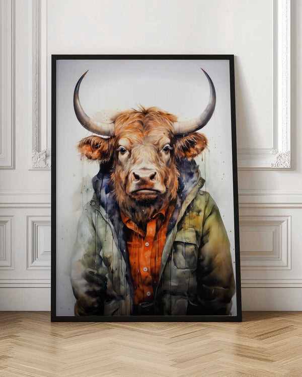 Tablou înramat „Buffalo Watercolor Animal Art (1)” de Justyna Jaszke
