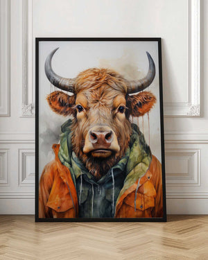 Tablou înramat „Buffalo Watercolor Animal Art (3)” de Justyna Jaszke