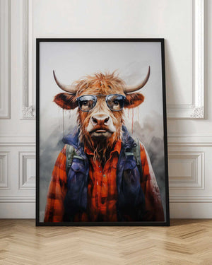 Tablou înramat „Buffalo Watercolor Animal Art (4)” de Justyna Jaszke