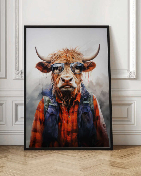 Tablou înramat „Buffalo Watercolor Animal Art (4)” de Justyna Jaszke