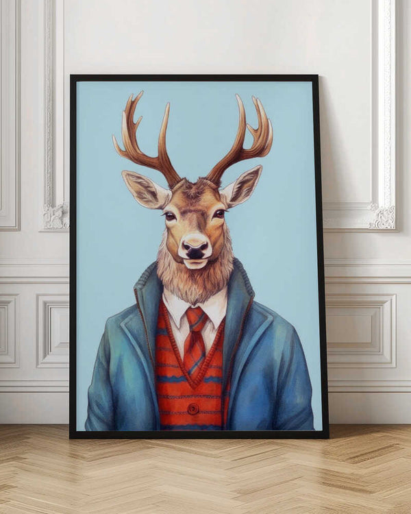 Tablou înramat „Caribou Watercolor Animal Art” de Justyna Jaszke