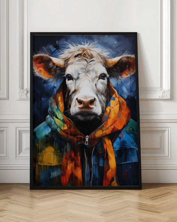 Tablou înramat „Cow Watercolor Animal Art” de Justyna Jaszke
