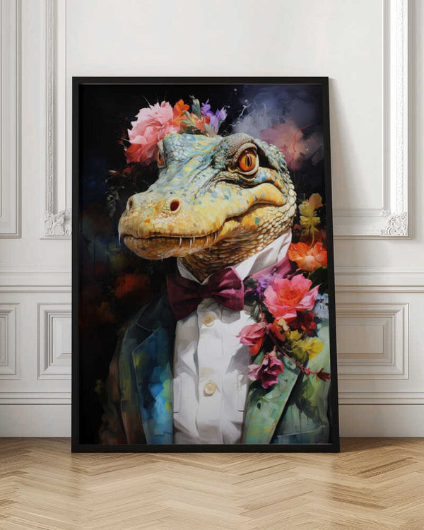 Tablou înramat „Crocodile Watercolor Animal Art” de Justyna Jaszke