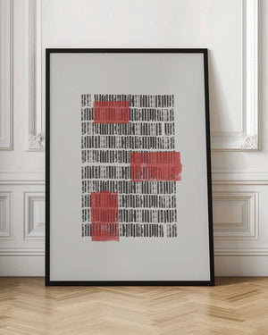 Tablou înramat „Crimson Grids” de THE MIUUS STUDIO