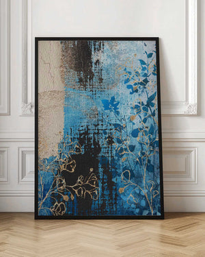 Tablou înramat „Denim Floral 2” de Sally Ann Moss