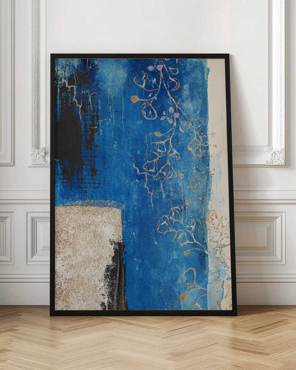 Tablou înramat „Denim Floral 3” de Sally Ann Moss