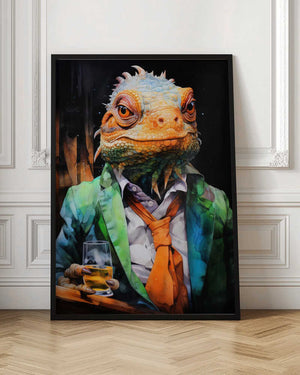 Tablou înramat „Chameleon Watercolor Animal Art” de Justyna Jaszke