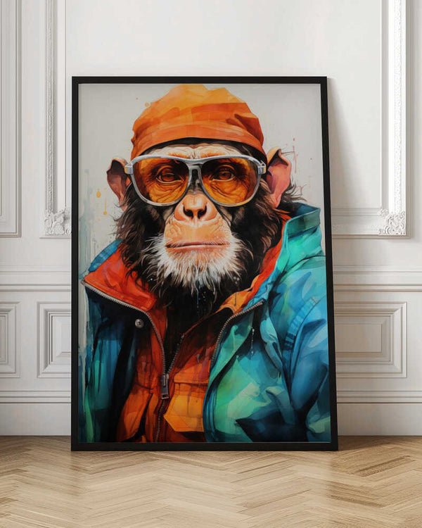 Tablou înramat „Gorilla Watercolor Animal Art” de Justyna Jaszke