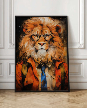 Tablou înramat „Lion Watercolor Animal Art” de Justyna Jaszke