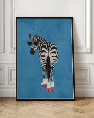 Tablou înramat „Rollerskating Zebra blue” de Sarah Manovski