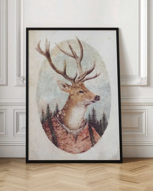 Tablou înramat „Deer In A Rustic Outfit” de Mike Koubou
