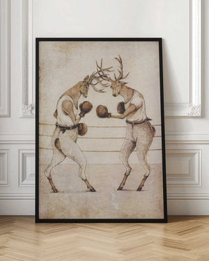 Tablou înramat „Deer Fight Vintage Style” de Mike Koubou