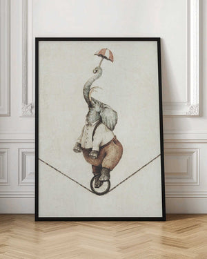 Tablou înramat „ Unicycle While Holding An Umbrella” de Mike Koubou