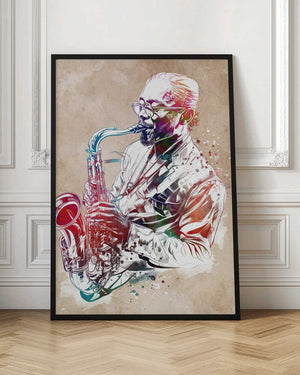 Tablou înramat „Saxophone music art” de Justyna Jaszke