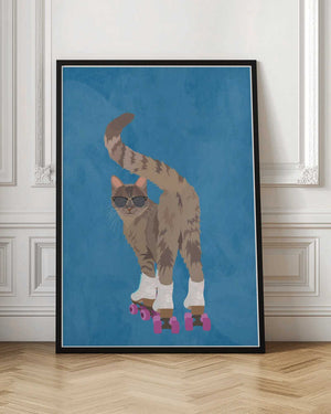 Tablou înramat „CAT ROLLERSKATING” de Sarah Manovski