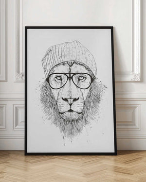 Tablou înramat „Cool Lion Bw” de Balazs Solti