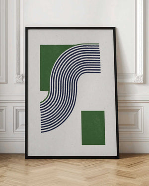 Tablou înramat „Moden Green Line Objects No.11” de THE MIUUS STUDIO