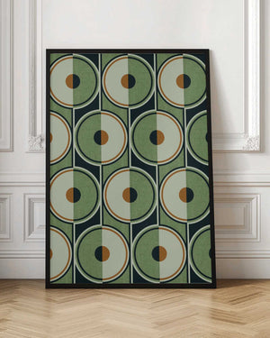 Tablou înramat „Retro Circles Green” de Alexandra Weise