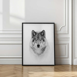 Tablou înramat „Portrait of a Timber Wolf” de Jim Cumming