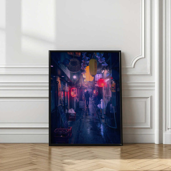 Tablou înramat „Tokyo Blue Rain” de Javier de la Torre
