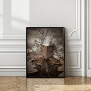 Tablou înramat „Old Tree Reading Story Book” de Angela Waye