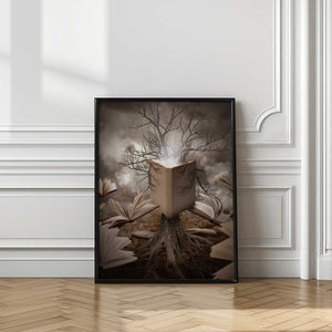Tablou înramat „Old Tree Reading Story Book” de Angela Waye