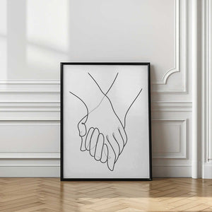 Tablou înramat „Holding Hands Lines” de Pictufy Studio II