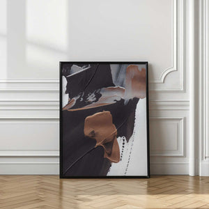 Tablou înramat „Dynamic Brushstrokes in Brown and Copper” de uplusmestudio