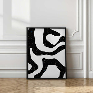 Tablou înramat „Organic Black Forms with Speckled Patterns” de uplusmestudio