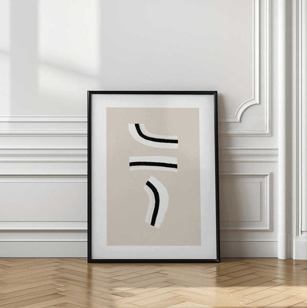 Tablou înramat „Minimalist Black and White Curved Lines” de uplusmestudio