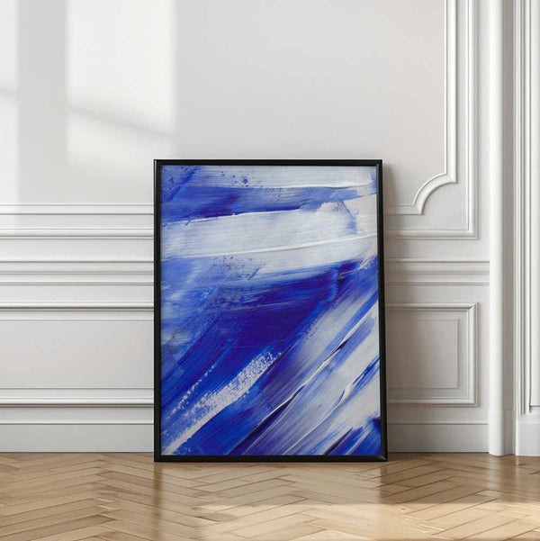 Tablou înramat „White and Blue Brushstrokes” de uplusmestudio