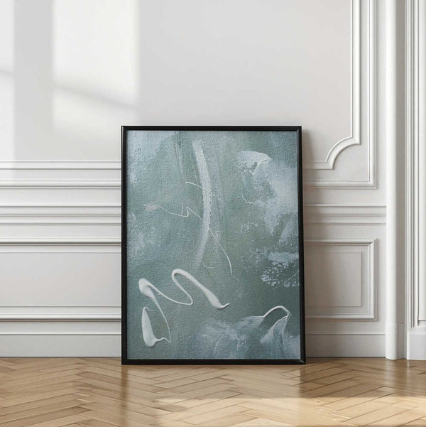 Tablou înramat „Green and White Acrylic” de uplusmestudio