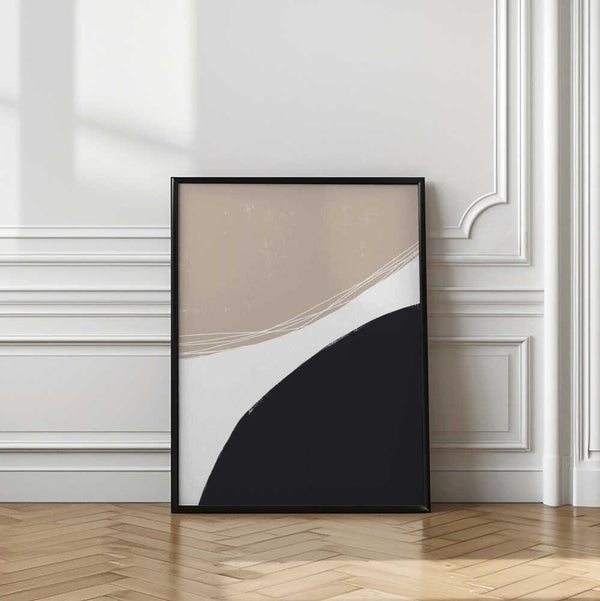 Tablou înramat „Beige And Black Organic Shapes” de uplusmestudio