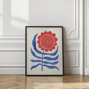 Tablou înramat „Red Flower / Lino Print” de Alisa Galitsyna