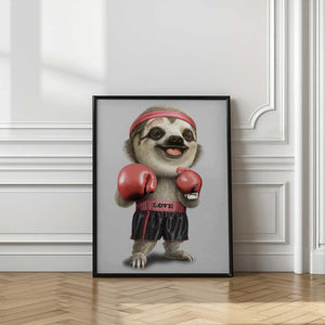 Tablou înramat „the boxing sloth” de Adam Lawless