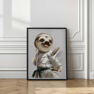 Tablou înramat „karate sloth” de Adam Lawless