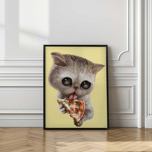 Tablou înramat „cat loves pizza” de Adam Lawless