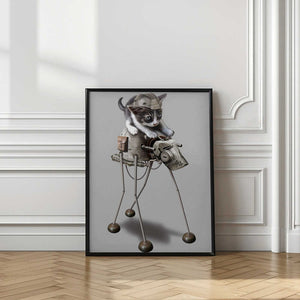 Tablou înramat „cat on robot” de Adam Lawless