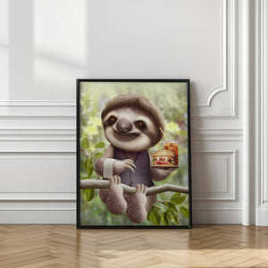 Tablou înramat „SLOTH ONTREE DELIVERY” de Adam Lawless