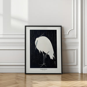 Tablou înramat „Egret In The Rain” de Ohara Koson