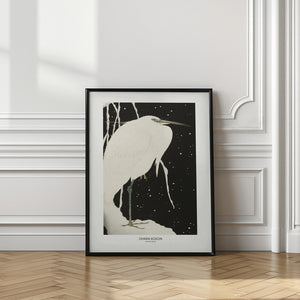 Tablou înramat „Heron In The Snow” de Ohara Koson